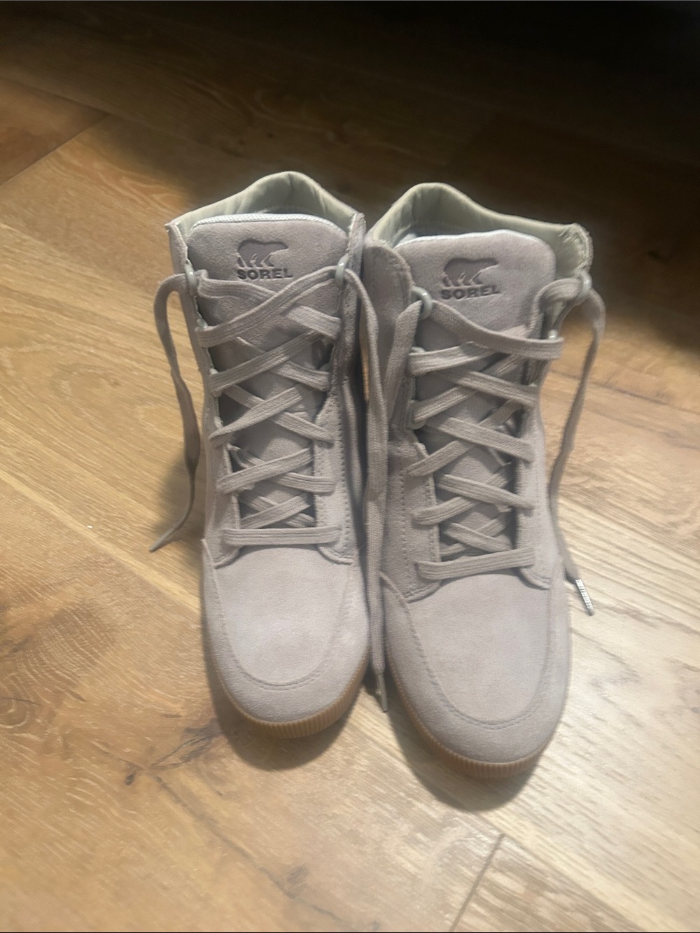 Sorel Light Taupe Suede High-Top Lace Boots